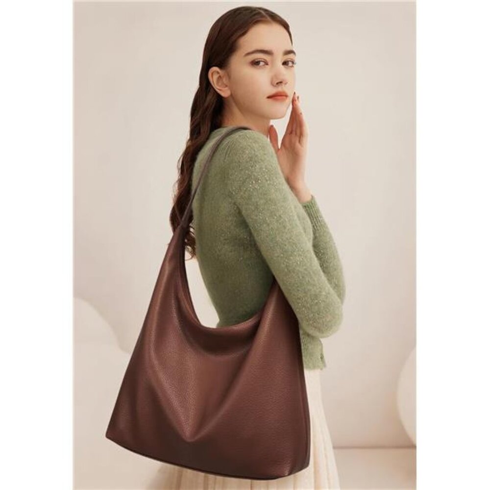 Casual Tote Bag Vegan Leather Brown - Picture 6 of 7